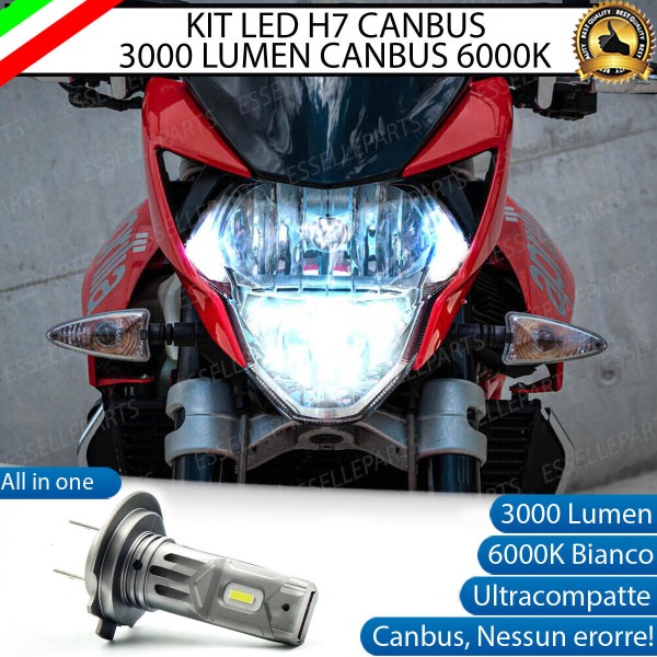 Lampada Singola Abbagliante LED H7 3000 Lumen per APRILIA Shiver 750 2009-2012 GT ABS