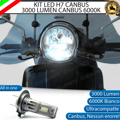 Lampada Singola Abbagliante LED H7 3000 Lumen per APRILIA Scarabeo 500 2007-2012