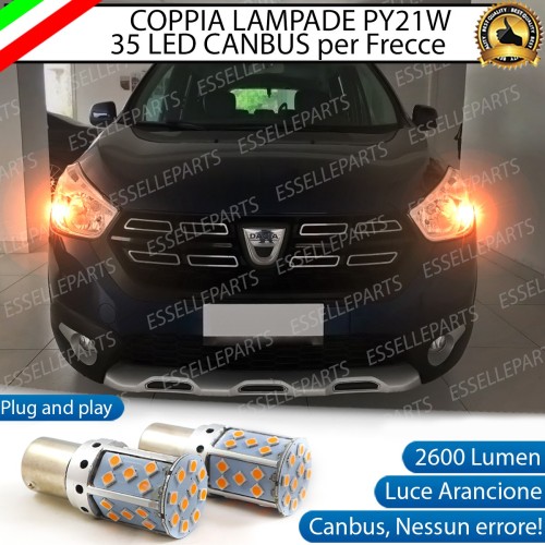 Coppia Lampade PY21W BAU15S 35 LED CANBUS PER DACIA LODGY PER FRECCE DIREZIONALI ANTERIORI