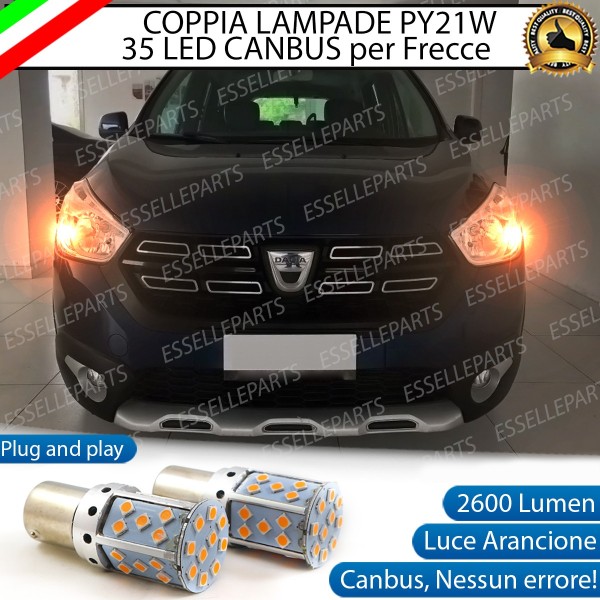 Coppia Lampade PY21W BAU15S 35 LED CANBUS PER DACIA LODGY PER FRECCE DIREZIONALI ANTERIORI