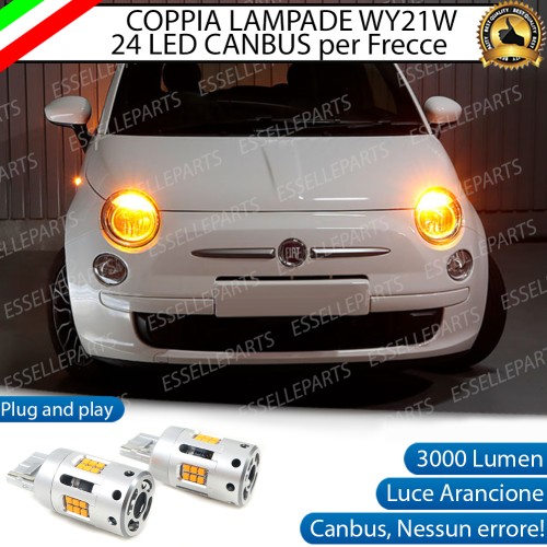 Coppia Frecce Anteriori WY21W T20 24 LED Canbus 3.0 FIAT 500 RESTYLING fari parabola