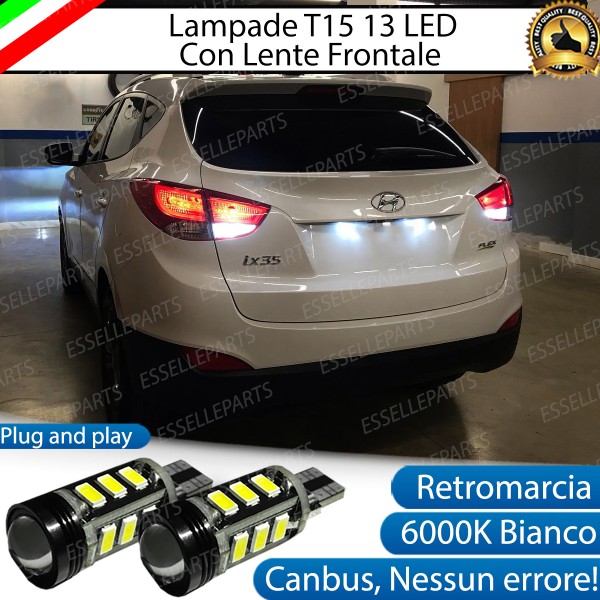 Coppia lampade 13 LED Retromarcia T15 con lente 6000K bianco Hyundai IX35 Dal 2014
