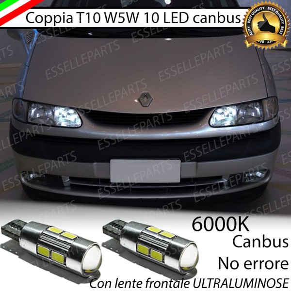 Coppia luci di posizione T10 W5W 10 LED canbus da 6000K Bianco 660 Lumen per Renault Espace 3 Dal 07/2000