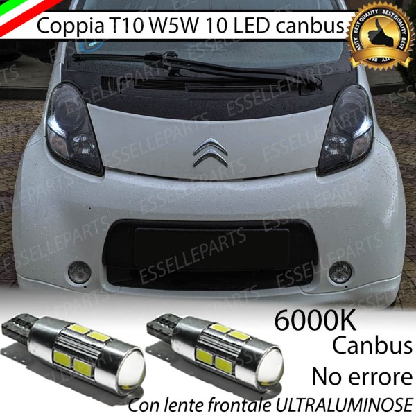 Coppia Lampade T10 W5W LED canbus con lente frontale per luci di posizione per Citroen C-Zero