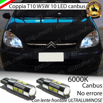 Coppia luci di posizione T10 W5W 10 LED canbus da 6000K Bianco 660 Lumen per Citroen C5 MK1 Pre-Restyling