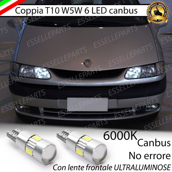 Coppia luci di posizione T10 W5W 6 LED canbus da 6000K Bianco 400 Lumen per Renault Espace 3 Dal 07/2000