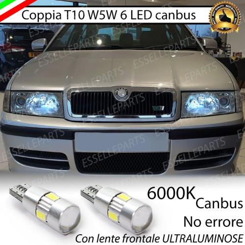 Lampade T10 W5W Canbus 6 LED no error luci posizione Skoda Octavia 1