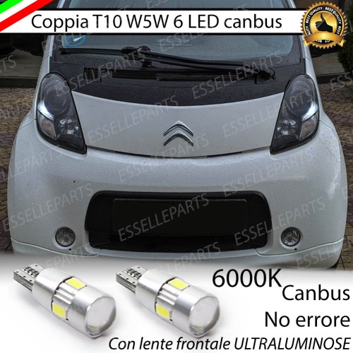 Coppia Lampade T10 W5W LED canbus con lente frontale per luci di posizione per Citroen C-Zero