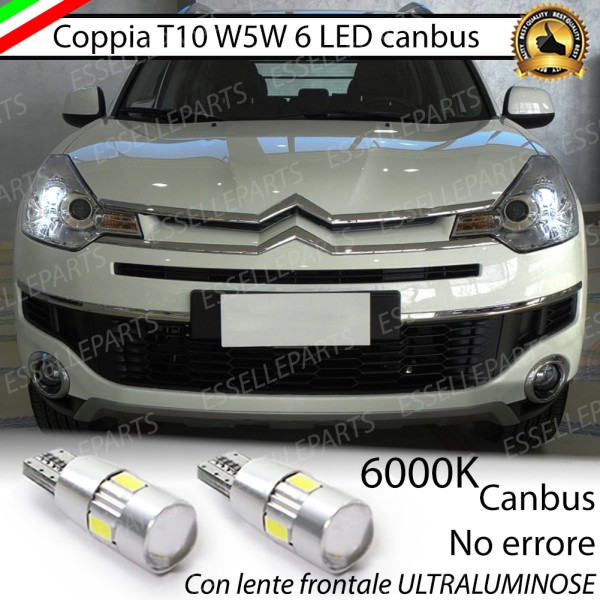 Coppia Lampade T10 W5W LED canbus con lente frontale per luci di posizione per Citroen C-Crosser