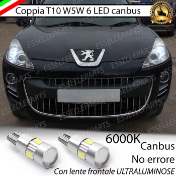 Coppia Lampade T10 W5W LED canbus con lente frontale per luci di posizione per  Peugeot 4007 Coppia Lampade T10 W5W LED canbus con lente frontale per luci di posizione per  Peugeot 4007