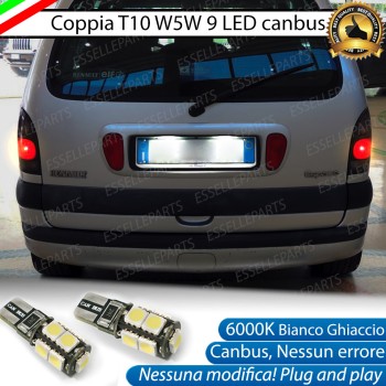 Coppia Luci Targa T10 W5W 9 LED canbus 6000K Bianco per Remault Espace 3 Dal 07/2000