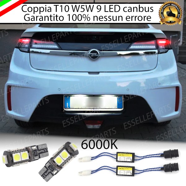 Coppia Luci Targa 9 LED Per Opel Ampera Canbus 6000K Bianco Ghiaccio No Error