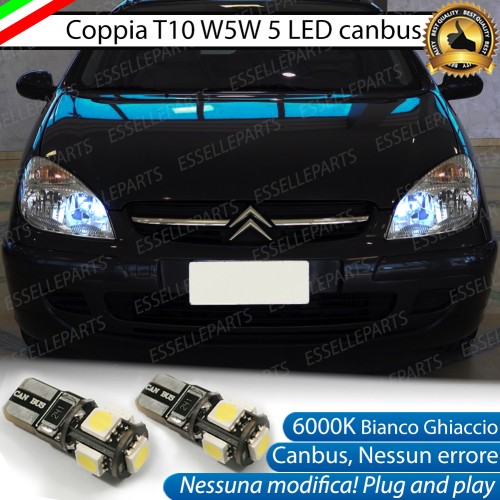 Coppia luci di posizione T10 W5W 5 LED canbus 6000K Bianco per Citroen C5 MK1 Pre-Restyling
