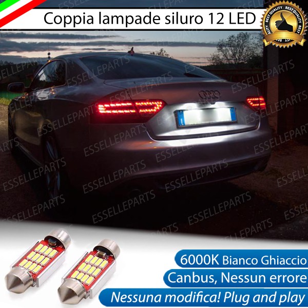 Coppia lampade siluro 12 LED Luci Targa Canbus 6000K per Audi A5 8T Dal 2012