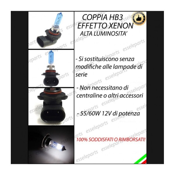 Coppia Lampade Effetto Xenon HB3 ABBAGLIANTI Specifiche Jeep Grand Cherokee III WK