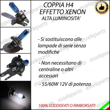 Coppia Lampade Effetto Xenon H4 ANABBAGLIANTI + ABBAGLIANTI Specifiche Land  Rover Discovery II Pre-Restyling