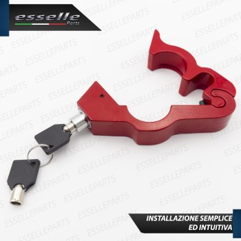 Antifurto Blocca Leva Freno in Metallo - ROSSO - per moto, scooter, quad Peugeot moto
