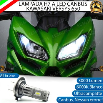 Lampada Singola H7 LED 3000 Lumen per Abbagliante KAWASAKI Versys 650 2015-2016 ABS