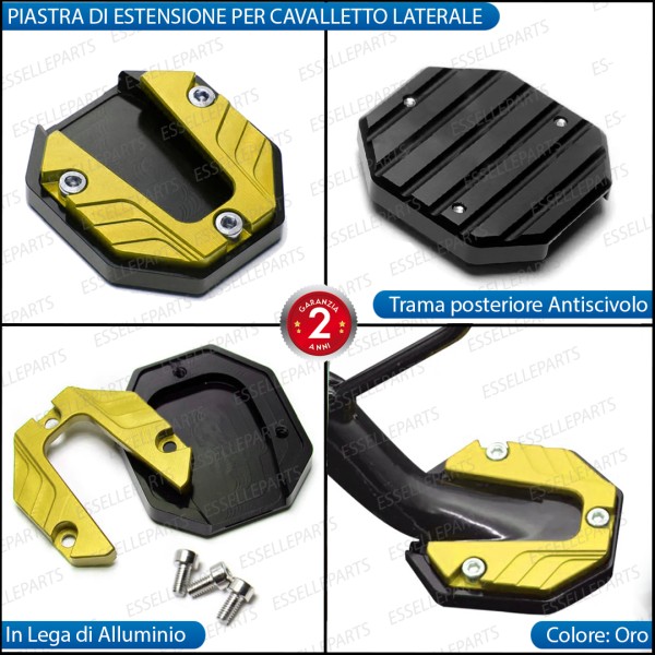 Piastra di Estensione Cavalletto Laterale in Metallo COLORE ORO per Cagiva
