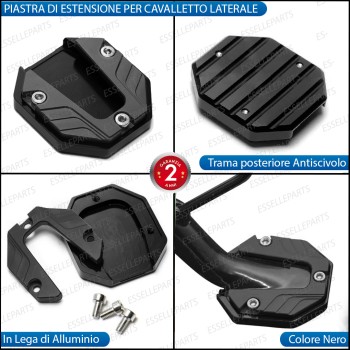 Piastra di Estensione Cavalletto Laterale in Metallo COLORE NERO per Moto Guzzi