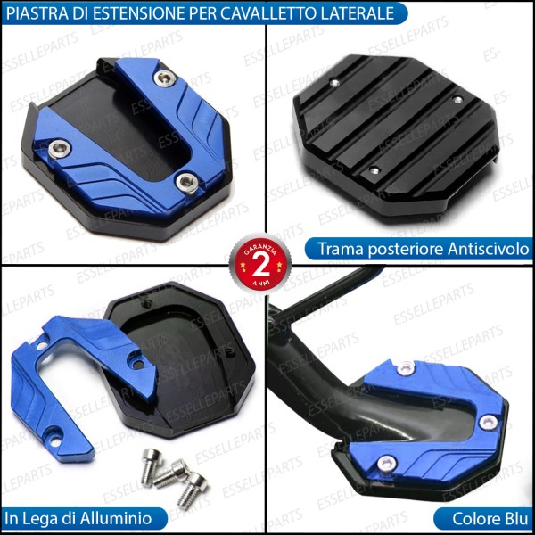 Piastra di Estensione Cavalletto Laterale in Metallo COLORE BLU per Kawasaki