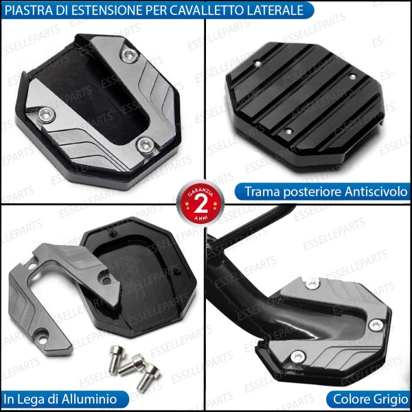 Piastra di Estensione Cavalletto Laterale in Metallo COLORE GRIGIO per Kawasaki