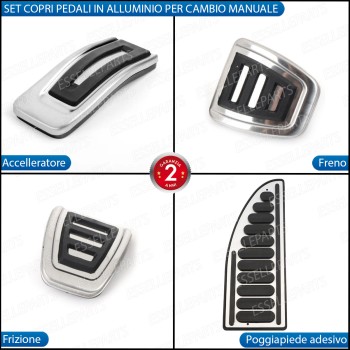 Set Copripedali Completo per Volkswagen T-Cross con Cambio manuale Set Copripedali Completo per Volkswagen T-Cross con Cambio manuale