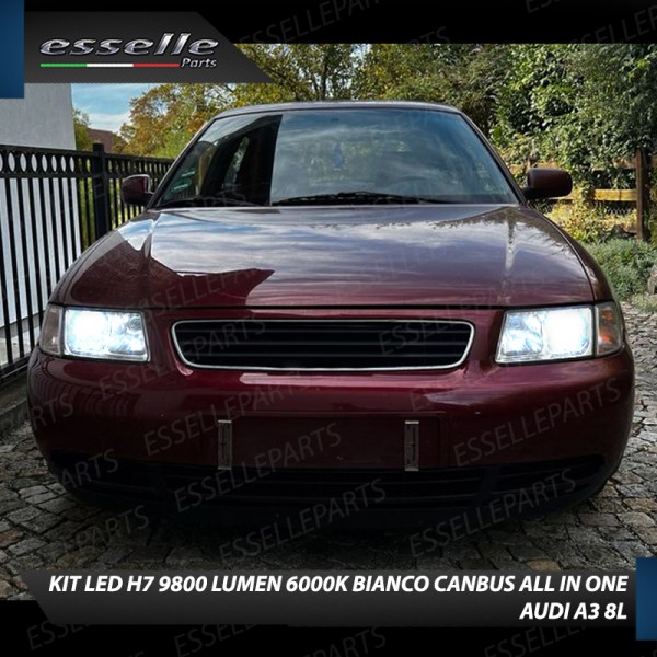 Conversione Fari Full LED 6000K bianco ghiaccio AUDI A3 8L con fari a parabola