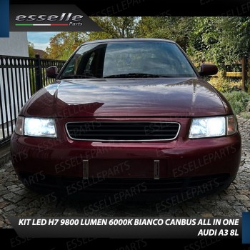 Conversione Fari Full LED 6000K bianco ghiaccio AUDI A3 8L con fari a parabola