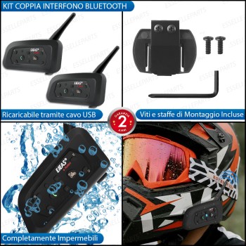 Kit Coppia di Interfono Auricolare e Microfono Bluetooth BTX EJEAS V6 Per Buell