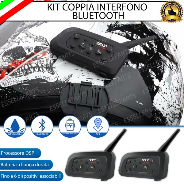 Kit Coppia di Interfono Auricolare e Microfono Bluetooth BTX EJEAS V6 Per Malaguti