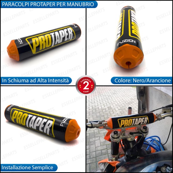 Paracolpi Protaper Nero ARANCIONE per Manubrio Enduro Cross in Schiuma