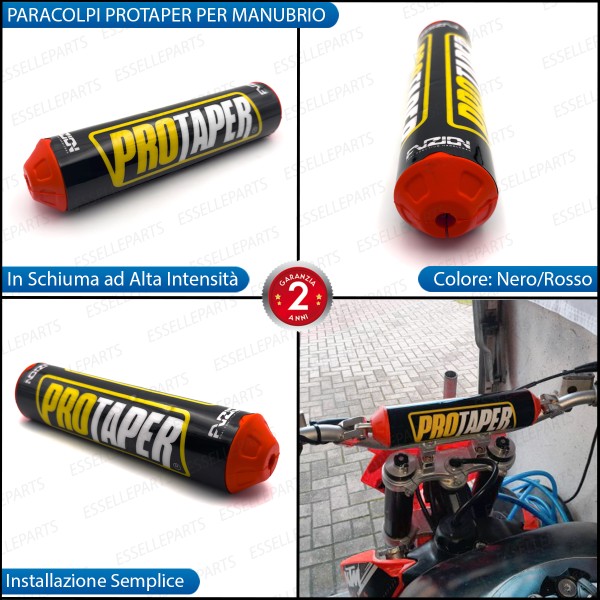 Paracolpi Protaper Nero ROSSO per Manubrio Enduro Cross in Schiuma