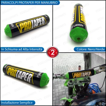 Paracolpi Protaper Nero VERDE per Manubrio Enduro Cross in Schiuma