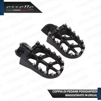 Coppia Di Pedane Poggiapiedi Maggiorate NERE in Ergal con Denti INOX per moto