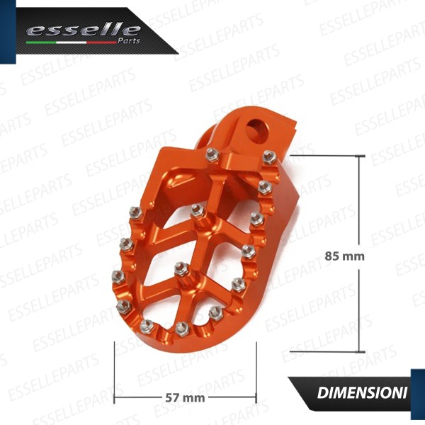 Coppia Di Pedane Poggiapiedi Maggiorate ARANCIONE in Ergal con Denti INOX per moto