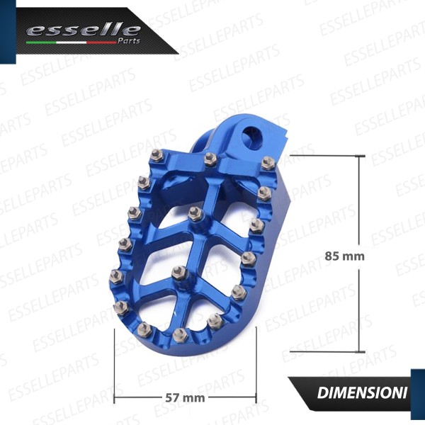 Coppia Di Pedane Poggiapiedi Maggiorate BLU in Ergal con Denti INOX per moto