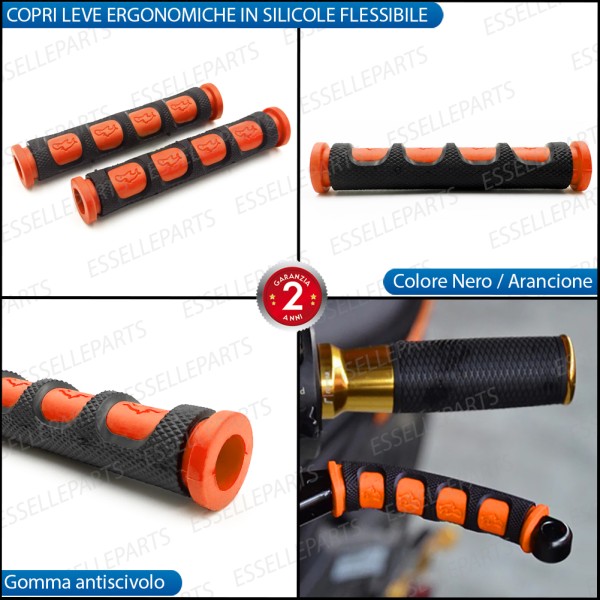 Coppia Copri Leve in Silicone Colore Nero e Arancione Specifiche per Honda