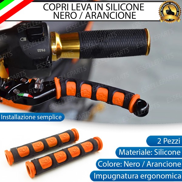 Coppia Copri Leve in Silicone Colore Nero e Arancione Specifiche per Kawasaki