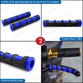 Coppia Copri Leve in Silicone Colore Nero e Blu Specifiche per moto,scooter,quad Sym