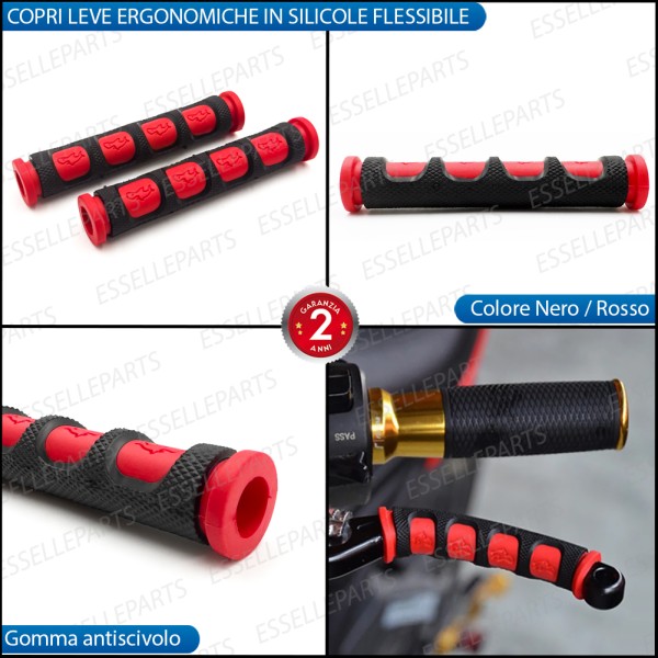 Coppia Copri Leve in Silicone Colore Nero e Rosso Specifiche per Lambretta