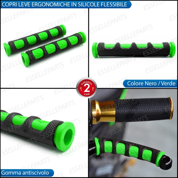 Coppia Copri Leve in Silicone Colore Nero e Verde Specifiche per Aprilia