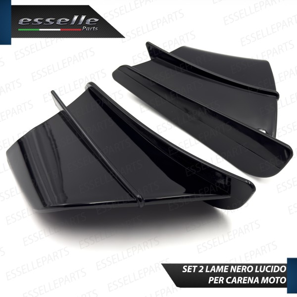 Set 2 Ali Laterali Adesive Colore Nero Lucido per Moto,Scooter,Quod Aprilia