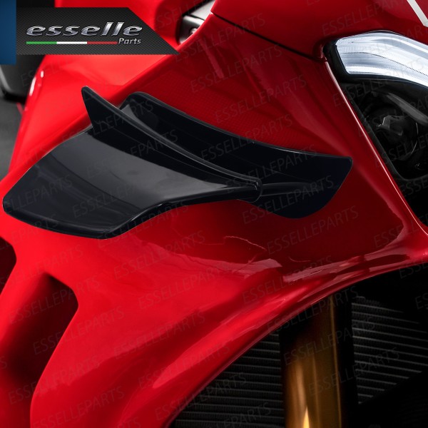 Set 2 Ali Laterali Adesive Colore Nero Lucido per Moto,Scooter,Quod Moto Guzzi