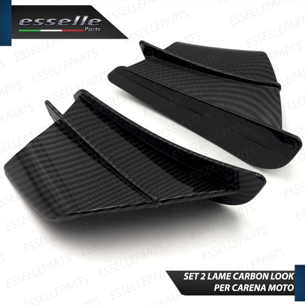 Set 2 Ali Laterali Adesive Colore Carbon Look Lucido per Moto,Scooter,Quod Kawasaki