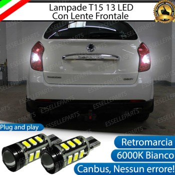 Coppia lampade Retromarcia LED T15 W16W da 13 Led Canbus 6000K bianco per Ssangyong Korando MK3 Dal 2013
