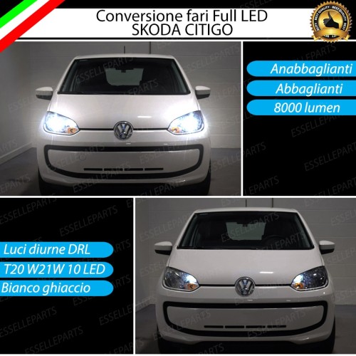 Conversione Fari Full LED 6000K bianco Skoda Citigo con Fari a parabola singola