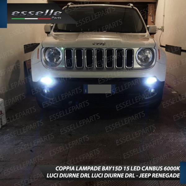 Coppia Luci Posizione Diurne DRL 15 LED BAY15D P21/5W Jeep Renegade Fino al 2018