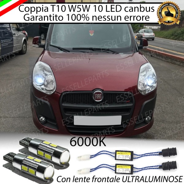 Coppia Luci Di Posizione 10 LED Per Fiat Doblo MK2 Canbus 6000K Bianco Ghiaccio