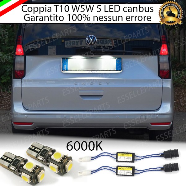 Coppia Luci Targa 5 LED Per Volkswagen Caddy MK5 Canbus 6000K Bianco Ghiaccio